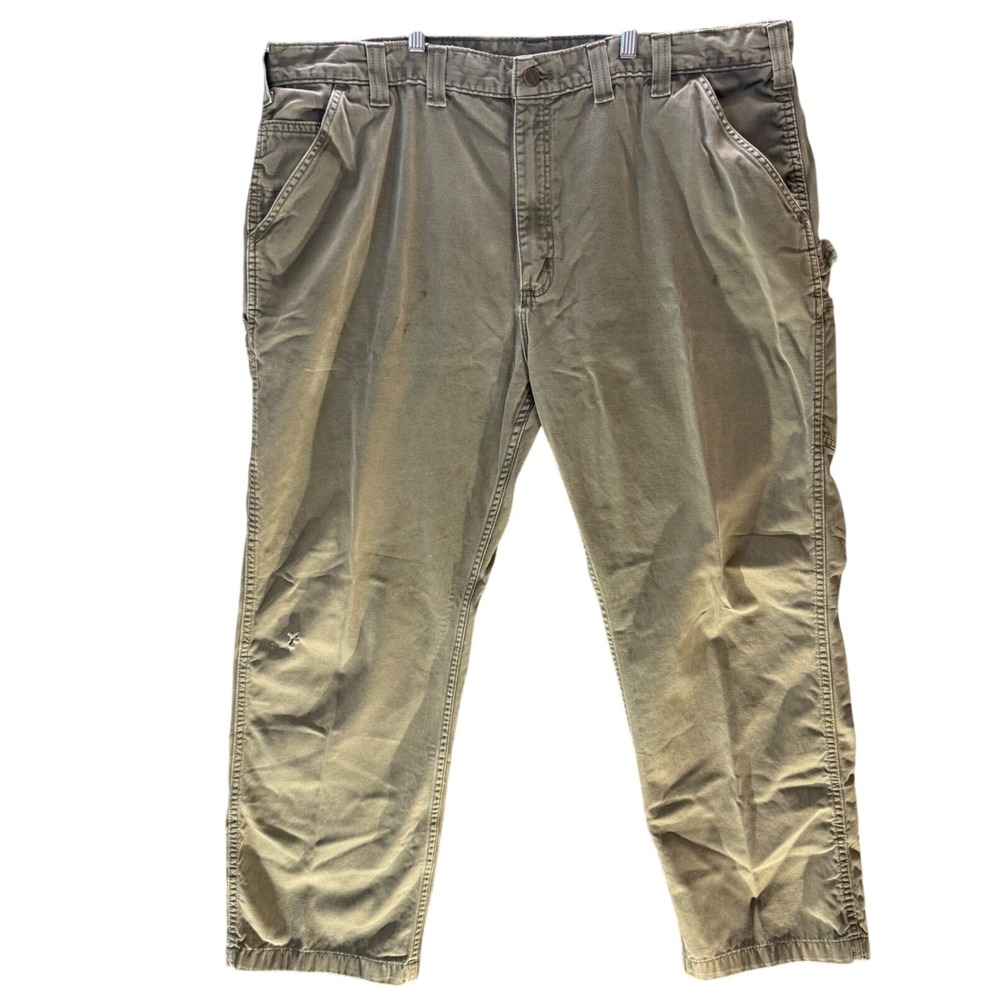 Carhartt Carpenter Pants Men 42x30 Olive Relaxed Fit Workwear Utility Distressed